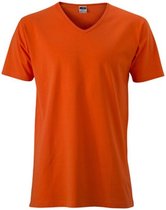 James and Nicholson Heren Slim Fit V Hals T-Shirt (Donker Oranje)