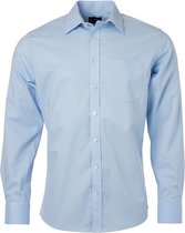 James and Nicholson Heren Longsleeve Oxford Shirt (Lichtblauw)