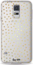 Casetastic Samsung Galaxy S5 / Galaxy S5 Plus / Galaxy S5 Neo Hoesje - Softcover Hoesje met Design - Golden Hearts Transparant Print