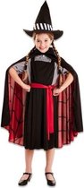 Witbaard Kostuum Heks Meisjes Polyester Zwart/rood 10-12 Jaar