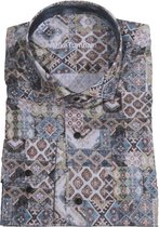 Mike Turnham Lange mouw Overhemd - 5023-3465 Blauw (Maat: XXXL)