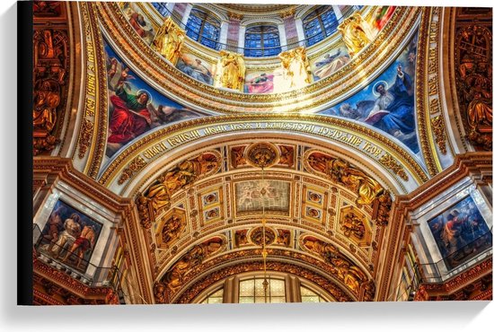 Canvas  - Kathedraal in Sint Petersburg - 60x40cm Foto op Canvas Schilderij (Wanddecoratie op Canvas)