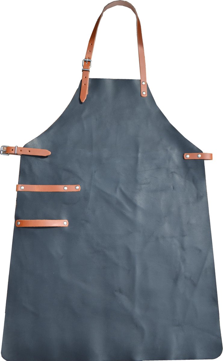 Scotts Bluf Lederen schort Zwart - Barbequeschort - Barbeque