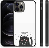Mobiel TPU Hard Case Geschikt voor iPhone 12 Pro Max Telefoon Hoesje met Zwarte rand Cat Good Day