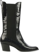 Pertini Vrouwen Leren Crocoprint Cowboy Laarzen  / Western Boots 30119 - Zwart - Maat 41