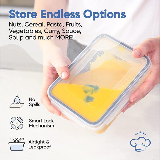 Neoflam® -Smart Seal 4-delige set voorraaddozen BPA-vrij, luchtdicht, vaatwasmachinebestendig