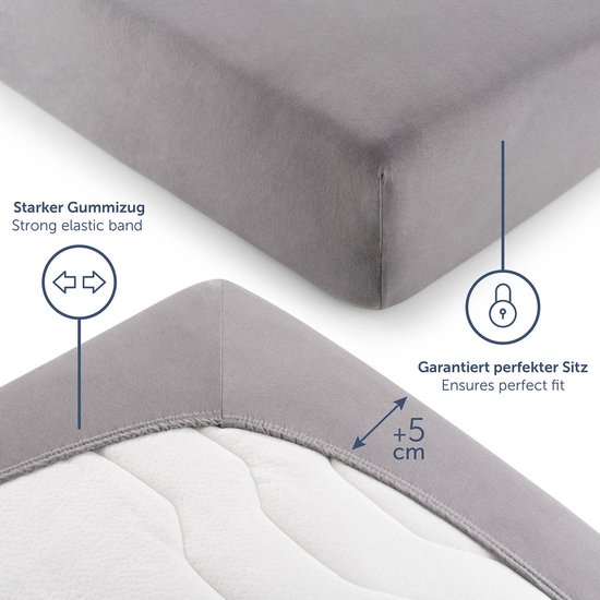 Blumtal Hoeslaken Premium Jersey - 200 x 200 cm - jusqu'à 40 cm de hauteur de matelas - Grijs - 100% Katoen - Sommier tapissier - Set de 2