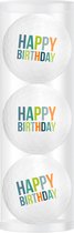 Golfpresentjes-3 Happy Birthday golfballen -Golfcadeau-Golfgadget- Verjaardag--Golfer-Golfaccessoires-Golfbal