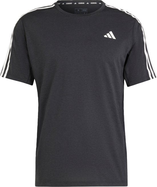 adidas Performance Own the Run 3-Stripes T-shirt - Heren - Zwart- M