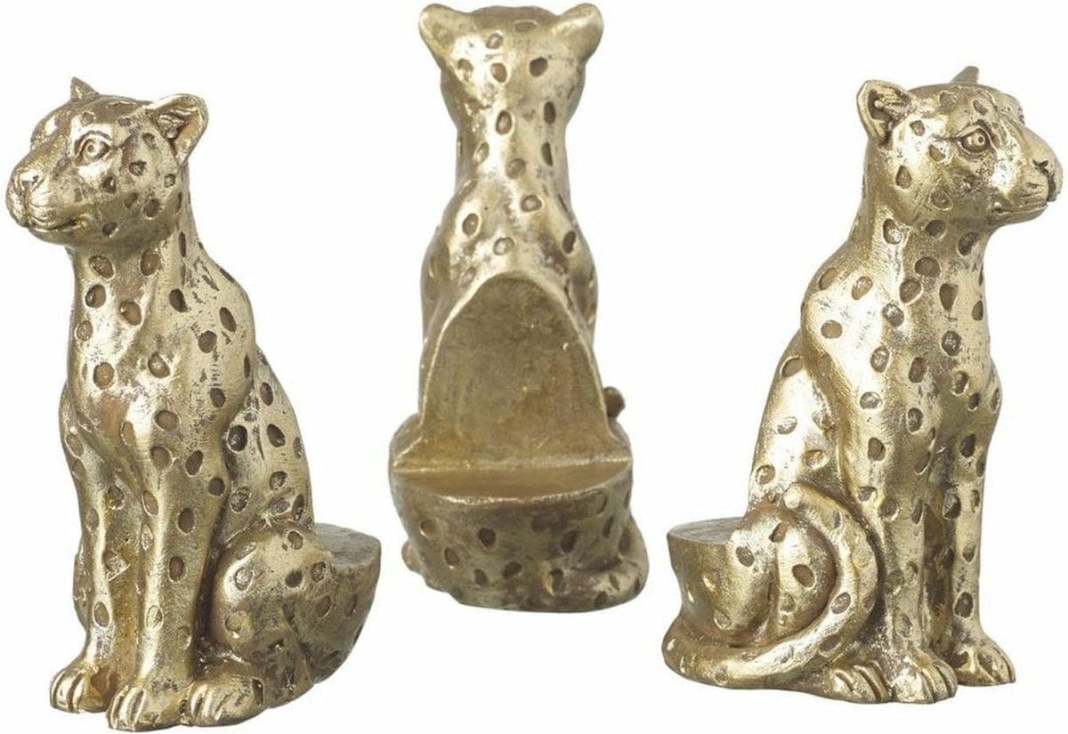 Parlane potverhogers - Leopard - Panther - goudkleurig - 7 cm - set van 3