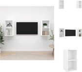 vidaXL Televisiewandmeubelen - Set van 2 - 37 x 37 x 72 cm - Wit hout - Kast