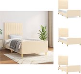 vidaXL Bedframe - crème - 193 x 93 x 118/128 cm - verstelbare hoogte - ondersteunende poten - multiplex lattenbodem - comfortabele ondersteuning - Bed