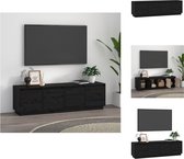 vidaXL Tv-meubel Grenenhout - Zwart - 156 x 37 x 45 cm - Trendy design - Kast