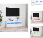 vidaXL TV-meubel Hifi hoogglans wit - 100 x 35 x 40 cm - RGB LED-verlichting - Kast