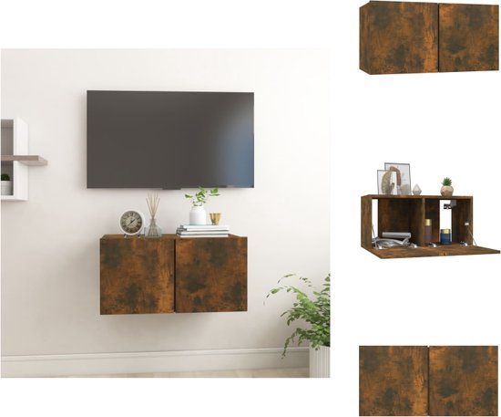vidaXL TV-meubel - naam - Wandgemonteerd - 60 x 30 x 30 cm - Gerookt eiken - Kast