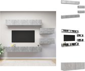 vidaXL televisiemeubelset Hangend - spaanplaat - betongrijs - 4x100x30x30 cm + 2x80x30x30 cm - eenvoudig te reinigen - Kast