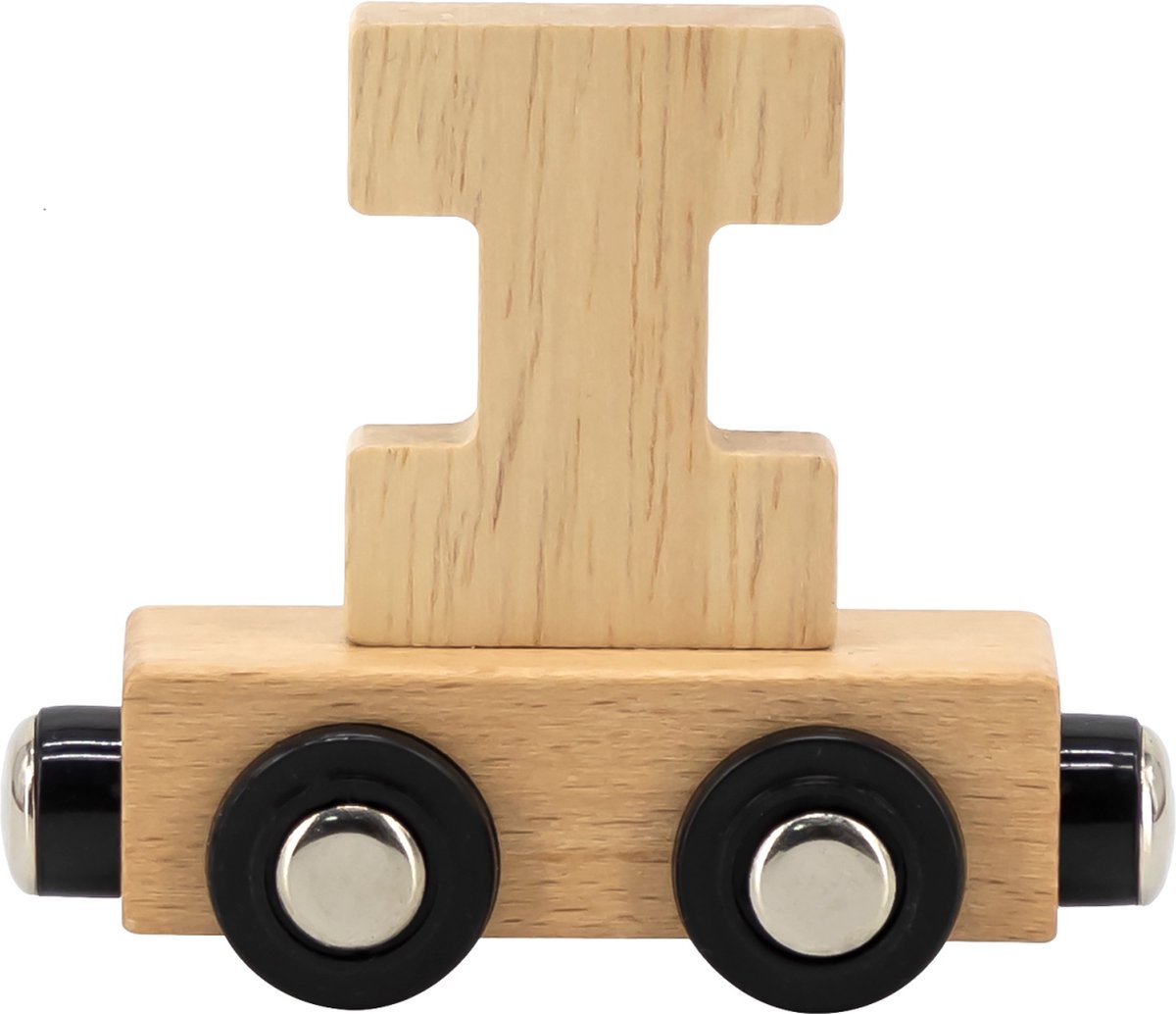 Tryco Houten Naturel Lettertrein Letter I - Letterwagon voor Woorden en Naamtreinen - Stimuleert Creativiteit en Motoriek - Vanaf 3 Jaar