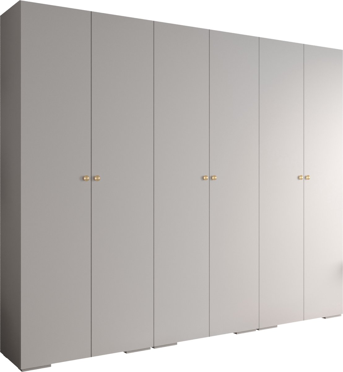 AJE Meubles B.V. Opbergkast Kledingkast met 6 draaideuren Garderobekast slaapkamerkast Kledingstang met planken | Gouden Handgrepen, elegante kledingkast, glamoureuze stijl (LxHxP): 300x237x47 cm - IVONA 2 (Wit, 300 cm)