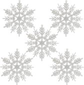 24 x sneeuwvlokken kerstdecoratie voor kerstboom glitter witte kerstboomversiering