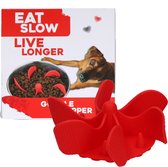 Eat Slow Live Longer Gobble Stopper - Anti schrok - Voerpuzzel - Slow Feeder - Voor honden en katten - 11 cm - Rood