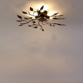 QAZQA foglie - Klassieke Plafondlamp - 3 lichts - Ø 50 cm - Zwart Goud - Woonkamer | Slaapkamer | Keuken