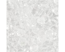 Facet kralen, afm 5x6 mm, gatgrootte 1 mm, kristal, 100stuks