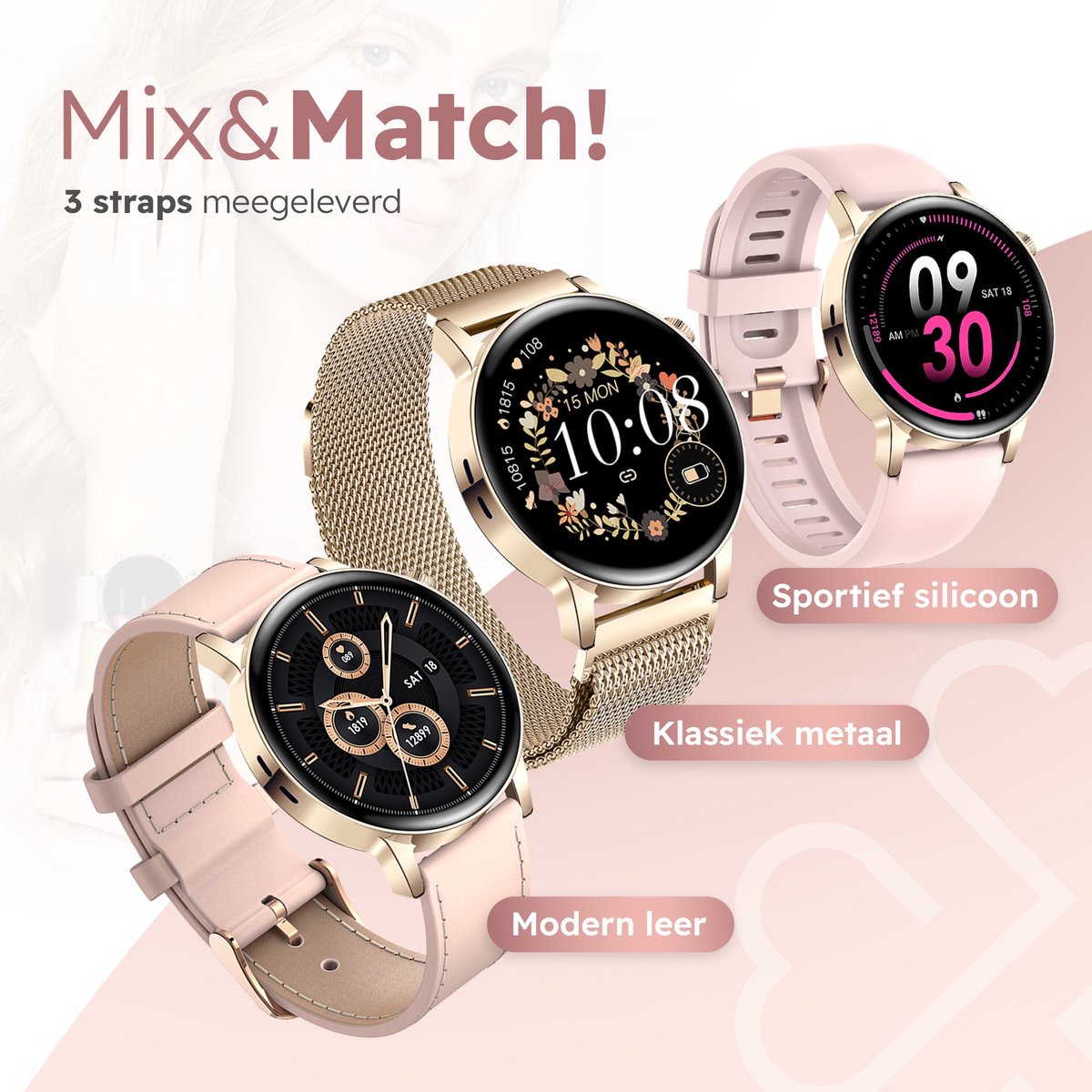 Smart Smartwatch Classy Pro Goud - Montre Connectée Femme et Homme - Montre  Podomètre