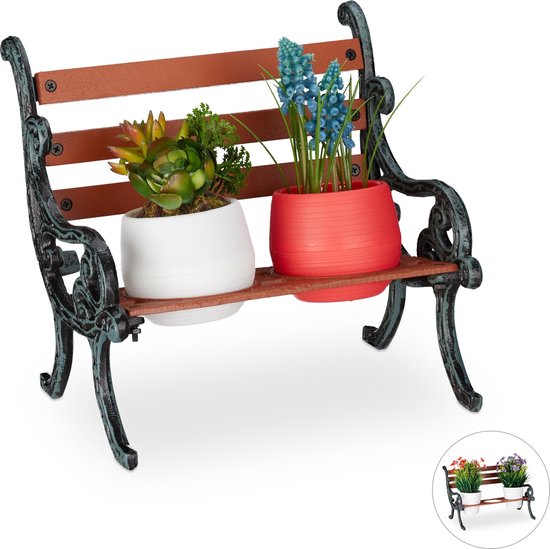 Relaxdays plantenrek - plantentafel - bloempothouder - gietijzer - tuin decoratie - S bol.com