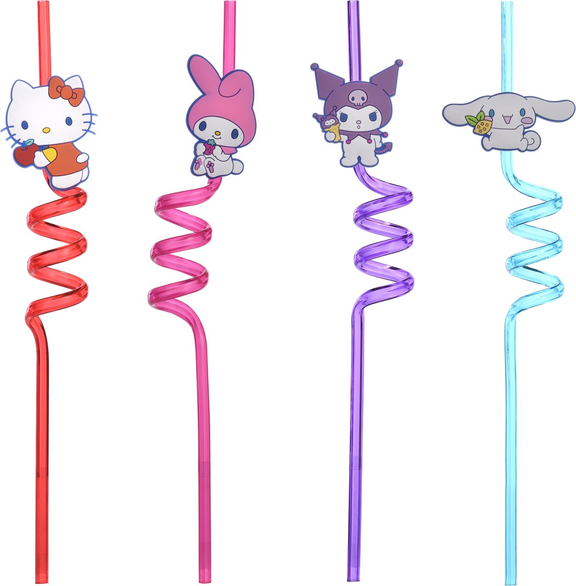 Take Care Herbruikbare Rietjes Hello Kitty Set van 4 Stuks Siliconen Decoratie