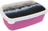 Broodtrommel Roze - Lunchbox Abstract - Goud - Luxe - Blauw - Brooddoos 18x12x6 cm - Brood lunch box - Broodtrommels voor kinderen en volwassenen