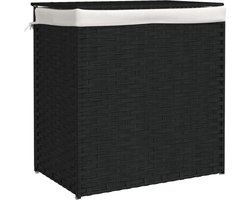 vidaXL - Wasmand - met - 2 - vakken - 53x35x57 - cm - poly - rattan - zwart