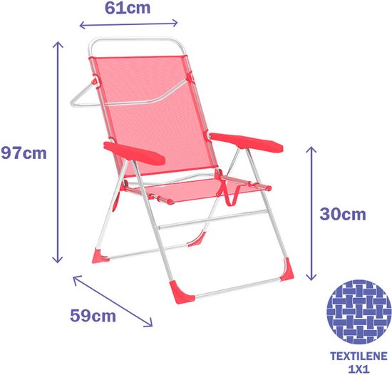 Sun-lounger Marbueno Aluminium Foldable 187 x 24 x 58 cm