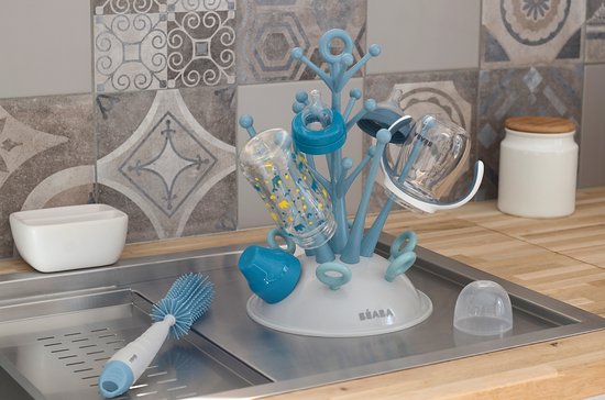 Béaba Flessenrek Baby - Hygiënisch Afdruiprek voor Zuigflessen - Droogrek Voor 6 Baby Flessen & Accessoires - Blauw van Beaba — afbeelding 2
