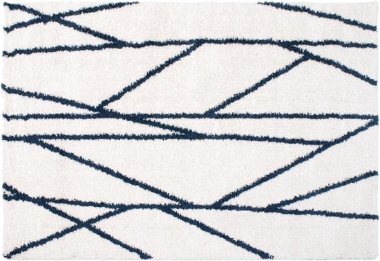 OZAIA Asymmetrisch Berbers shaggy tapijt - 160 x 230 cm - Wit en zwart - BARDIO L 230 cm x H 3.5 cm x D 160 cm