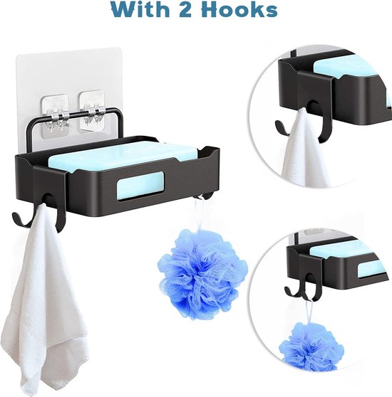 Modixun Luxe zeephouder met afvoerbak, waterdichte zeepbakhouder, houdt