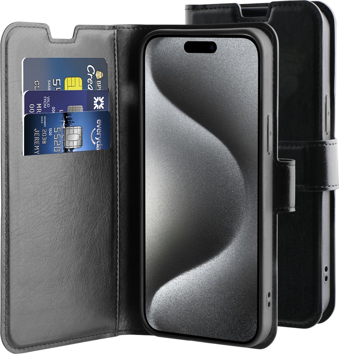 BeHello iPhone 15 Pro Max Gel wallet case zwart