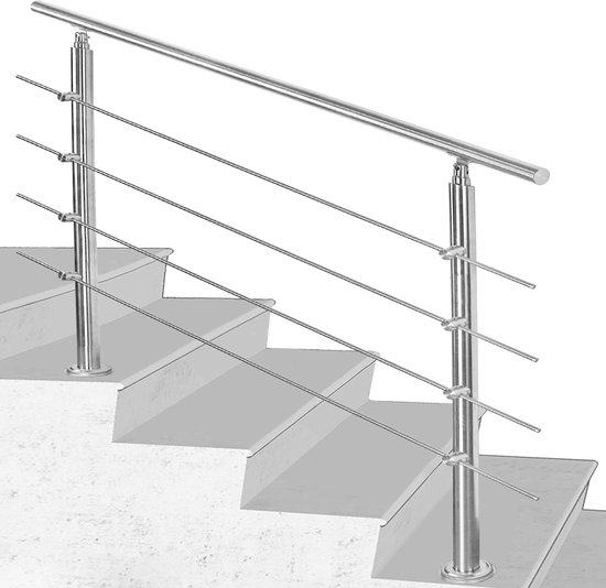 Randaco 80 cm roestvrij stalen ingangleuning, trapleuning, voor binnen en buiten, wandleuning, zijdelingse montagehoek instelbaar