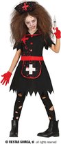 Guirca - Verpleegster & Masseuse Kostuum - Gek Op Bloed Verpleegster - Meisje - Zwart - 7 - 9 jaar - Halloween - Verkleedkleding