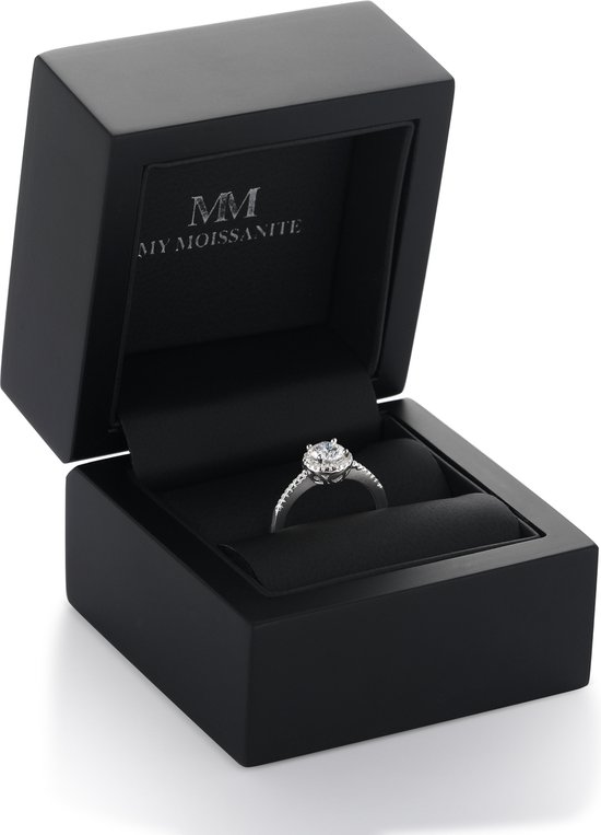 Seraphina - 18k Witgouden Moissanite Halo Verlovingsring - 2 karaat