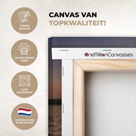 Toile - Éléphant - Coucher de soleil - Water - Décoration murale - 40x20 cm - Peintures sur toile - Toile canvas