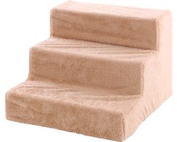 Hondentrap – Flamingo Easy Step – honden trap – opstap hond – hondentrap 3 treden – 41x43x30 cm – beige