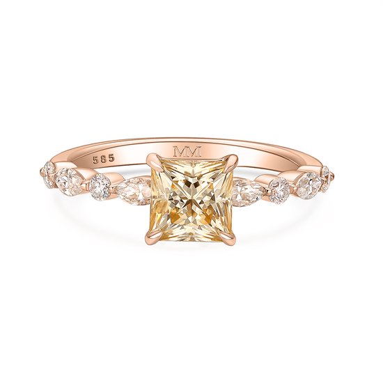 Ava – Princess Champagne Moissanite Ring - 3.1 karaat