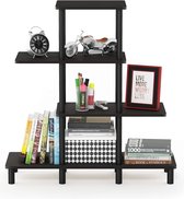 Decorative Shelf with 4 Levels, Wood, Espresso/Black, 29.49 x 94 x 100.2 cm