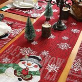 Kersttafelloper, 33 cm x 183 cm, sneeuwpop, sneeuwvlokken, rechthoekig, tafelkleed, tafelset, antislip, Kerstmis, tafelloper voor feest, diner, eetkamer, kerstdecoraties