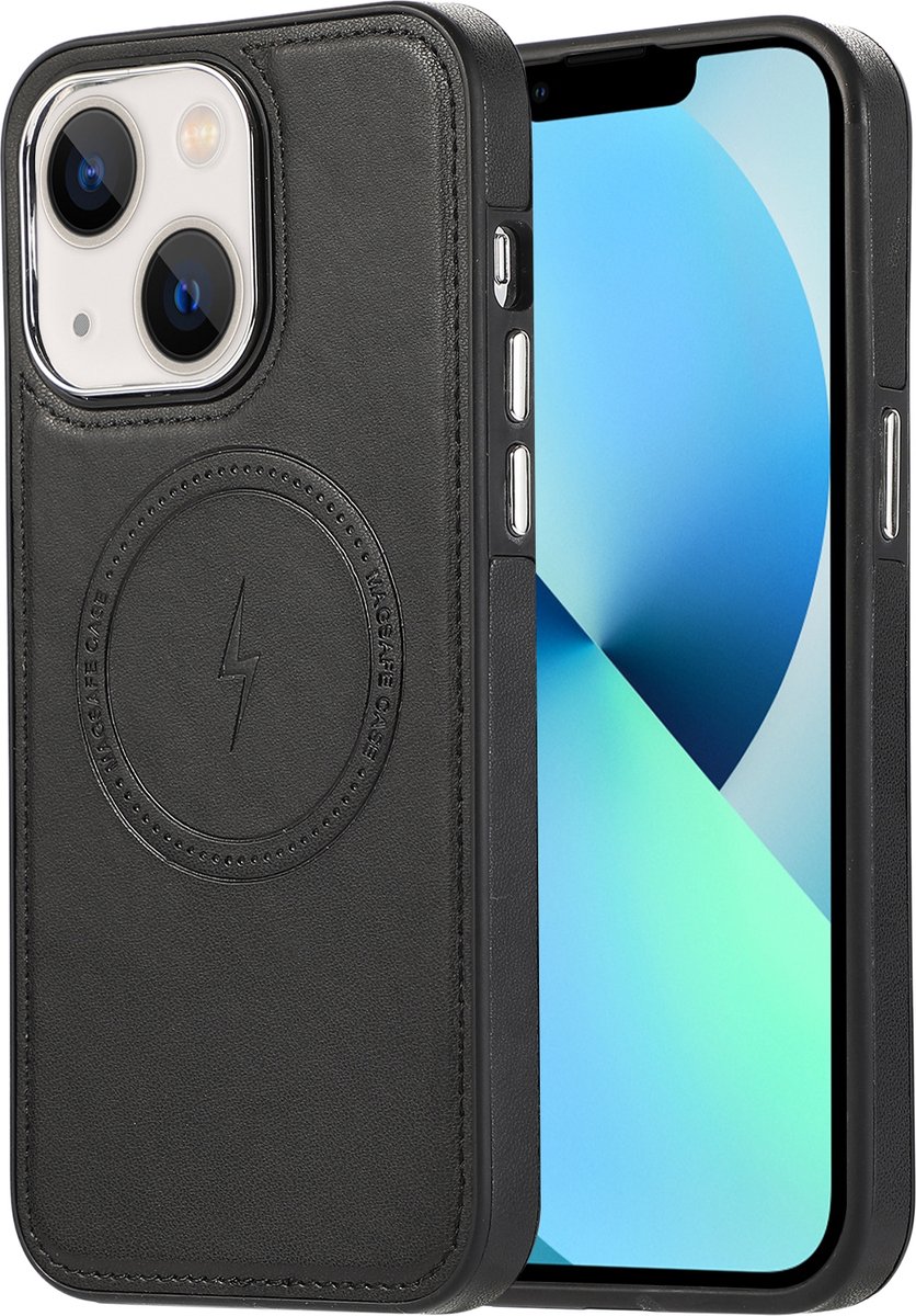 sulada soft case tpu / leder en shokproof met magnetische ring de geschikt voor Apple iphone 13 zwart