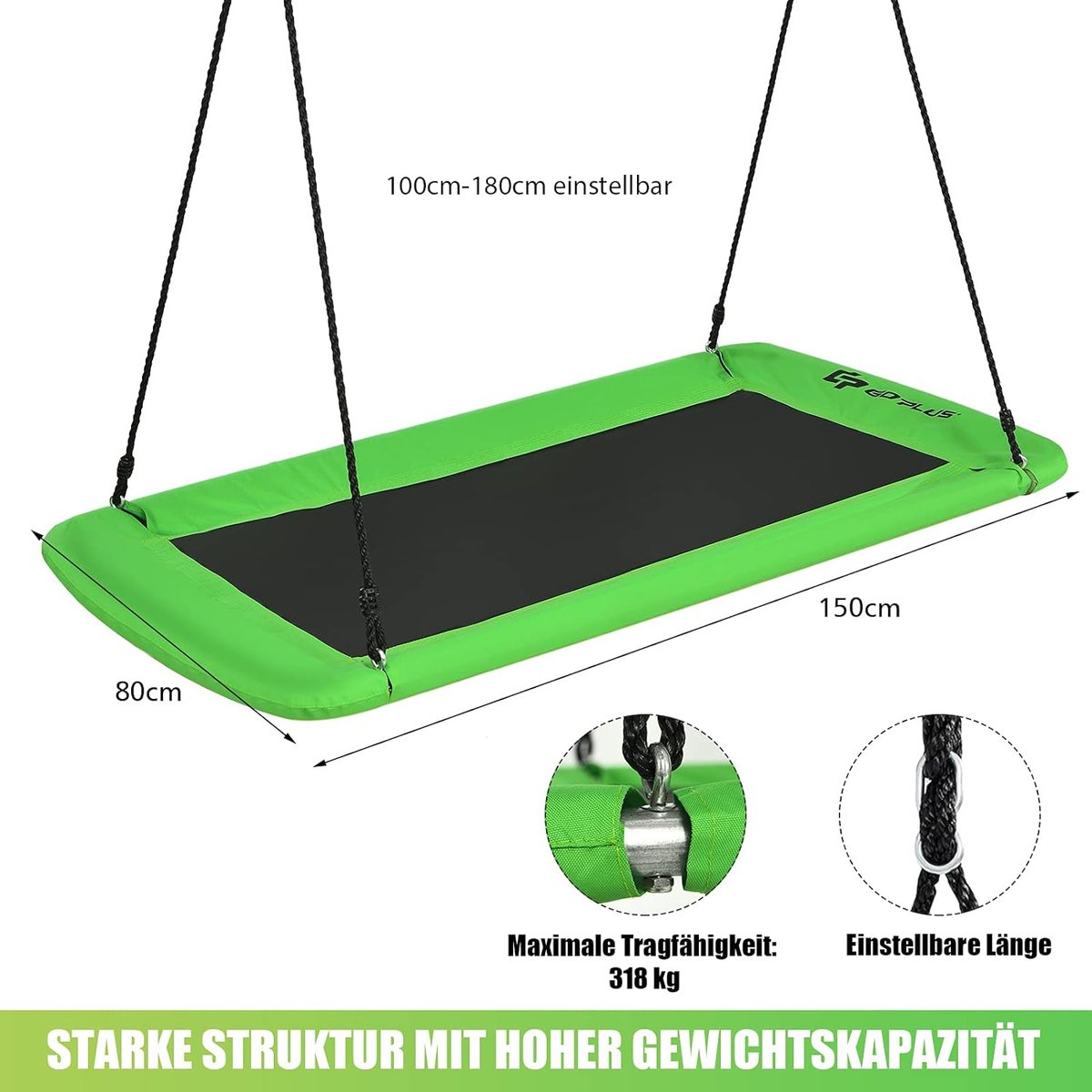 tectake® Nestschommel - mandschommel tot 120 kg belastbaar - Schommel voor kinderen en volwassenen - outdoor tuinschommel of indoor hangstoel - speelgoed voor tuin of kinderkamer (120cm