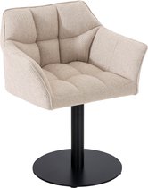 CLP Damaso Loungestoel - Binnen - Met armleuning - Eetkamerstoel Metaal frame - ivoor Stof