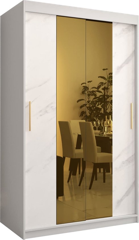 ML Furniture Derby VI Schuifdeuren Kledingkast 200 cm Spiegel Slaapkamermeubel, Opbergruimte - Kleur: Zwart