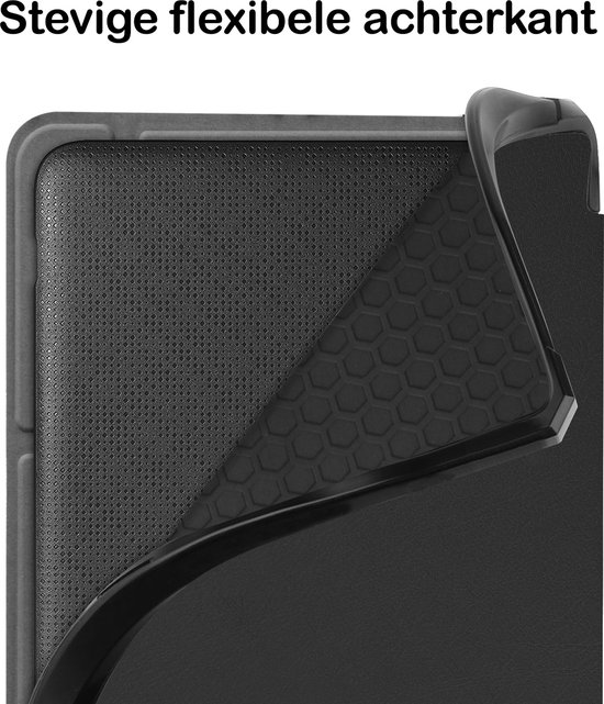 Hoesje Geschikt voor Kobo Libra 2 Hoesje Luxe Bescherm Case Trifold Met Screenprotector - Hoes Geschikt voor Kobo Libra 2 Hoes Book Cover - Zwart van Hoesje  — afbeelding 4