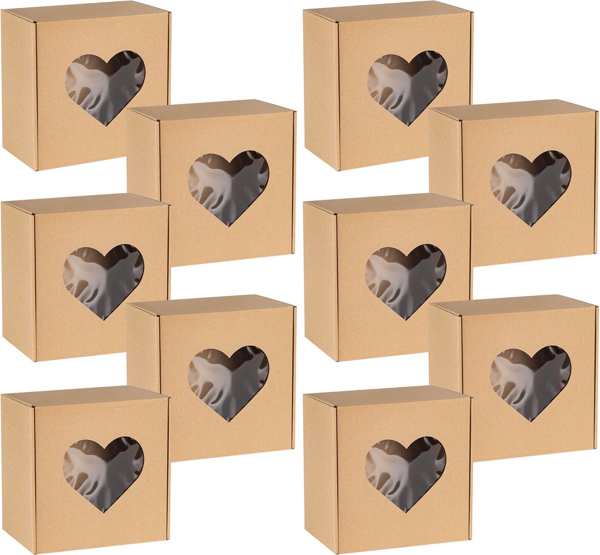 Vierkante Mode Doos met Hartvormig Venster, Geschenkdoos 20x20x10cm